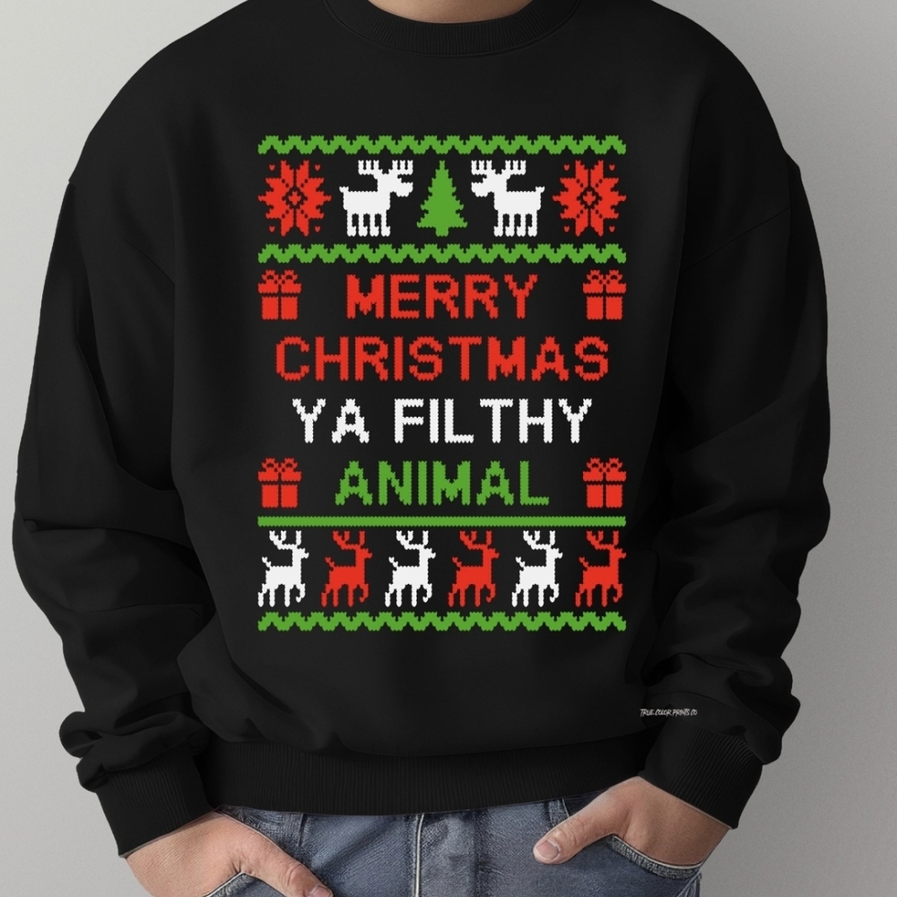 Gildan Black Festive Crewneck Sweater